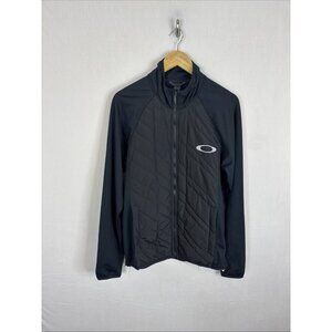 Oakley Quilted Hybrid Jacket Mens M Black Full‎ Zip Athletic Golf Running